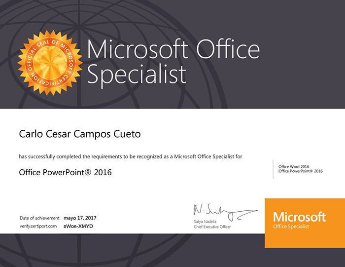 Certificado Internacional de PowerPoint